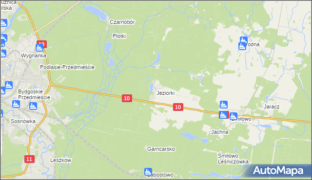 mapa Jeziorki gmina Kaczory, Jeziorki gmina Kaczory na mapie Targeo