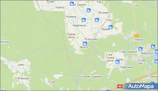 mapa Jezioro gmina Wręczyca Wielka, Jezioro gmina Wręczyca Wielka na mapie Targeo