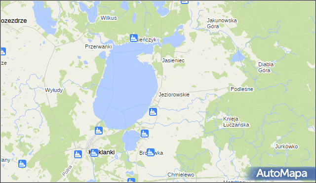 mapa Jeziorowskie gmina Kruklanki, Jeziorowskie gmina Kruklanki na mapie Targeo