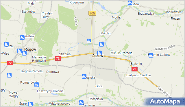 mapa Jeżów powiat brzeziński, Jeżów powiat brzeziński na mapie Targeo