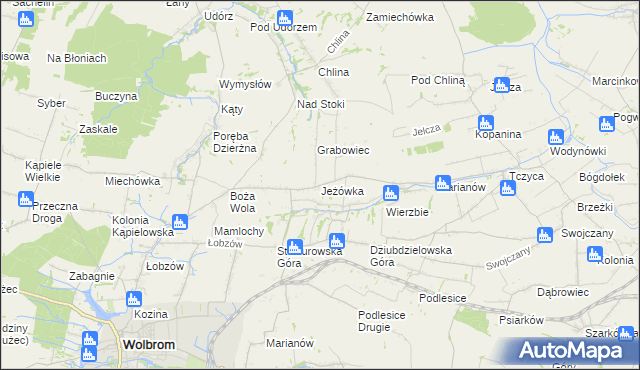 mapa Jeżówka gmina Wolbrom, Jeżówka gmina Wolbrom na mapie Targeo