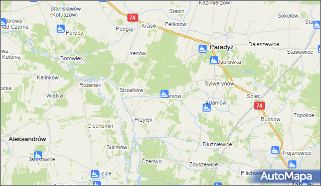 mapa Joaniów, Joaniów na mapie Targeo