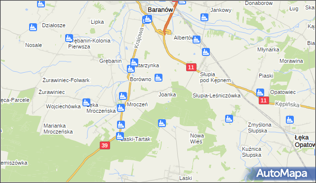 mapa Joanka gmina Baranów, Joanka gmina Baranów na mapie Targeo