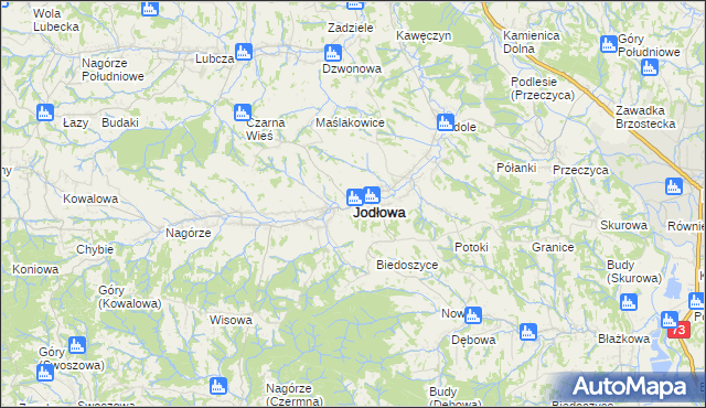 mapa Jodłowa, Jodłowa na mapie Targeo