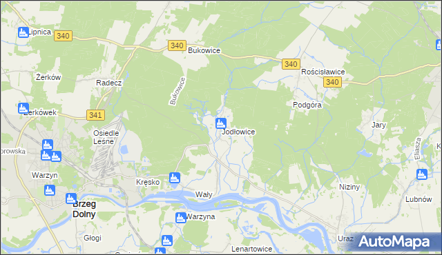 mapa Jodłowice, Jodłowice na mapie Targeo