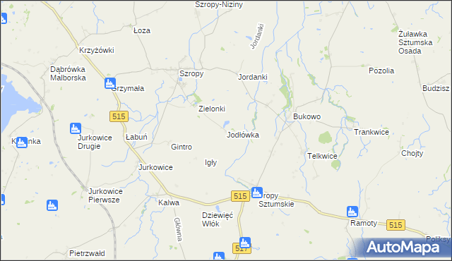 mapa Jodłówka gmina Stary Targ, Jodłówka gmina Stary Targ na mapie Targeo