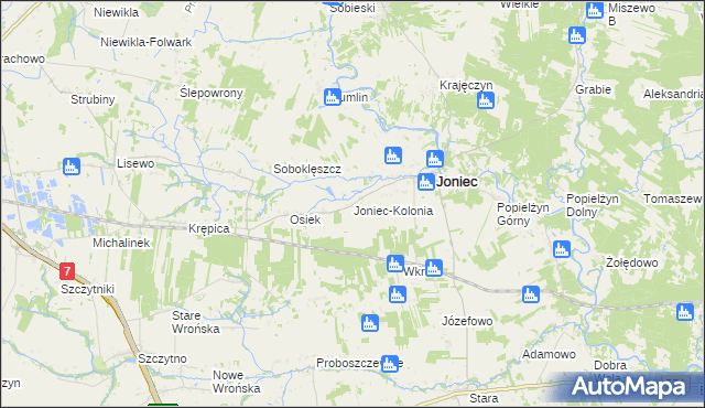 mapa Joniec-Kolonia, Joniec-Kolonia na mapie Targeo