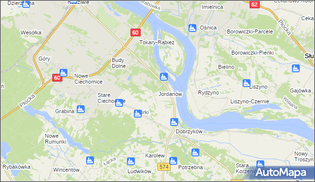 mapa Jordanów gmina Gąbin, Jordanów gmina Gąbin na mapie Targeo