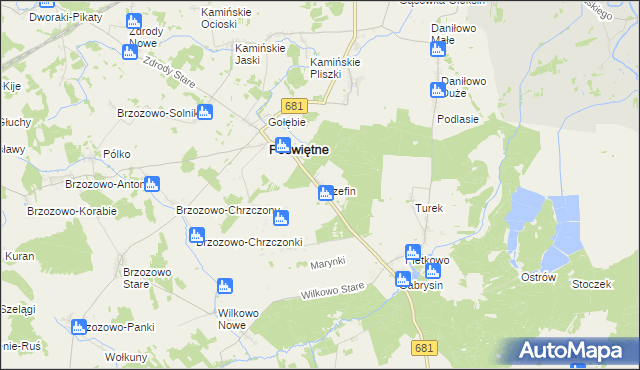 mapa Józefin gmina Poświętne, Józefin gmina Poświętne na mapie Targeo