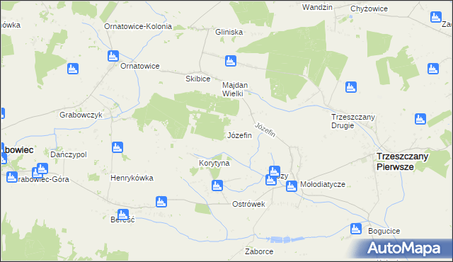 mapa Józefin gmina Trzeszczany, Józefin gmina Trzeszczany na mapie Targeo