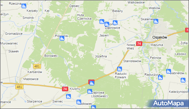 mapa Józefina gmina Osjaków, Józefina gmina Osjaków na mapie Targeo