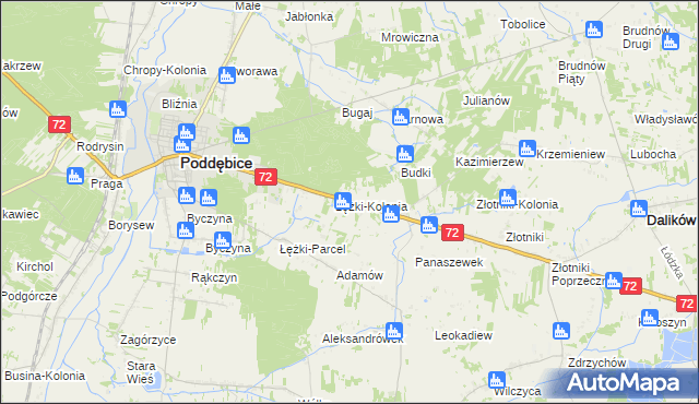 mapa Józefka gmina Poddębice, Józefka gmina Poddębice na mapie Targeo