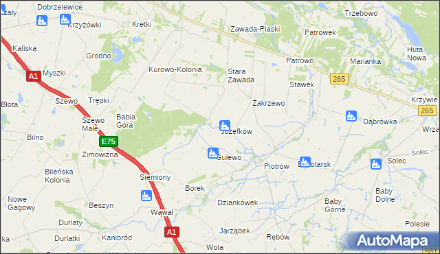 mapa Józefków gmina Gostynin, Józefków gmina Gostynin na mapie Targeo