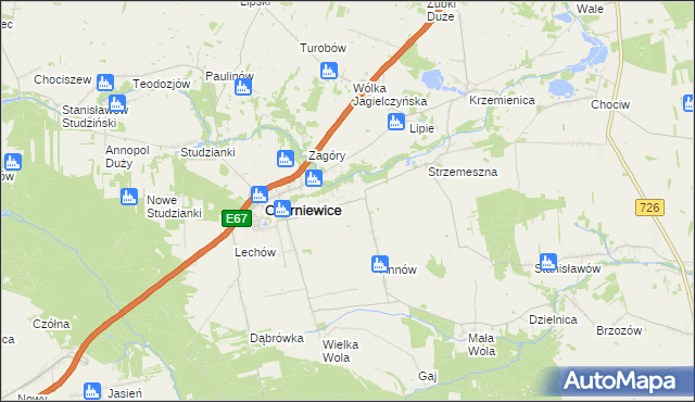 mapa Józefów gmina Czerniewice, Józefów gmina Czerniewice na mapie Targeo