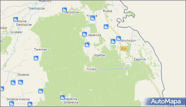 mapa Józefów gmina Dubienka, Józefów gmina Dubienka na mapie Targeo