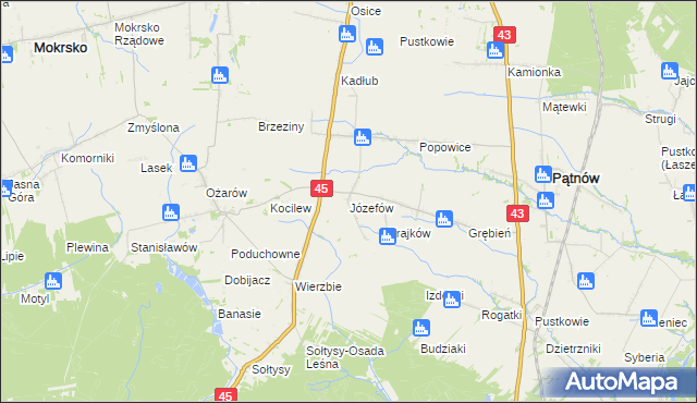 mapa Józefów gmina Pątnów, Józefów gmina Pątnów na mapie Targeo