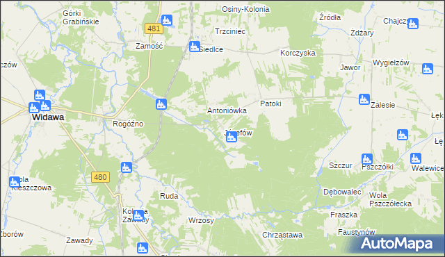 mapa Józefów gmina Widawa, Józefów gmina Widawa na mapie Targeo
