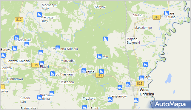 mapa Józefów gmina Wola Uhruska, Józefów gmina Wola Uhruska na mapie Targeo