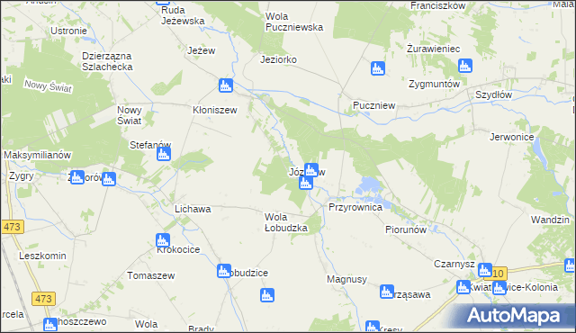 mapa Józefów gmina Zadzim, Józefów gmina Zadzim na mapie Targeo