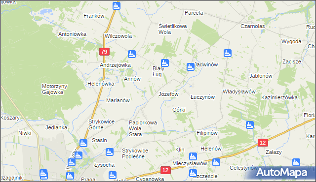 mapa Józefów gmina Zwoleń, Józefów gmina Zwoleń na mapie Targeo