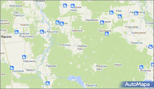 mapa Józefów Stary gmina Przedbórz, Józefów Stary gmina Przedbórz na mapie Targeo