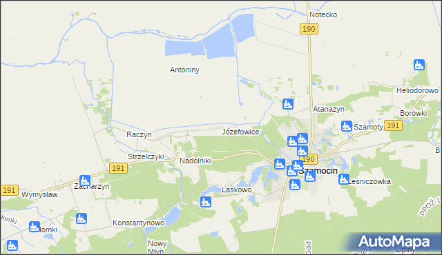 mapa Józefowice gmina Szamocin, Józefowice gmina Szamocin na mapie Targeo