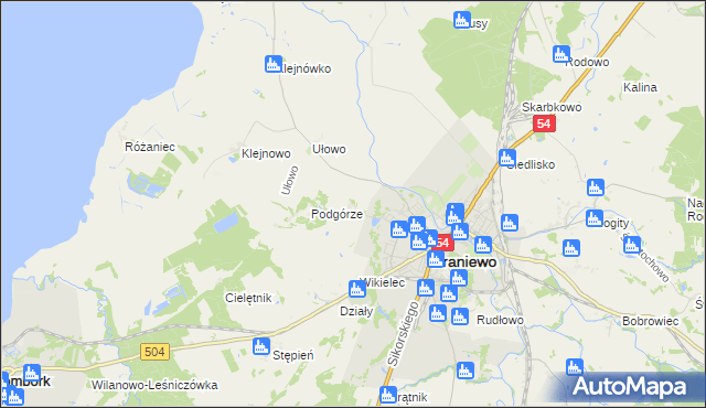 mapa Józefowo gmina Braniewo, Józefowo gmina Braniewo na mapie Targeo