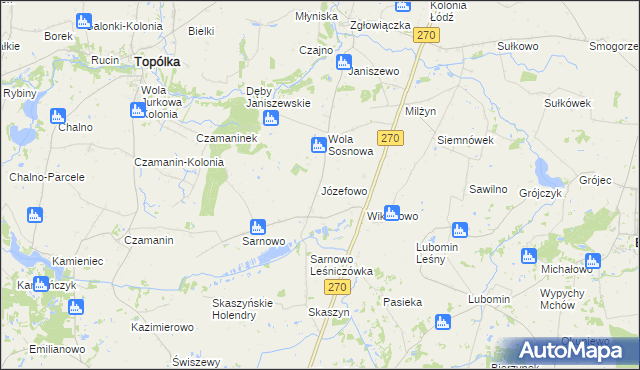 mapa Józefowo gmina Lubraniec, Józefowo gmina Lubraniec na mapie Targeo