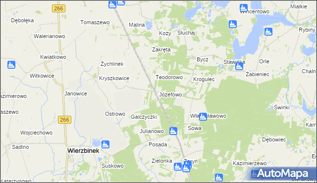 mapa Józefowo gmina Piotrków Kujawski, Józefowo gmina Piotrków Kujawski na mapie Targeo