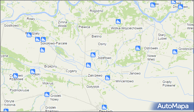 mapa Józefowo gmina Rząśnik, Józefowo gmina Rząśnik na mapie Targeo