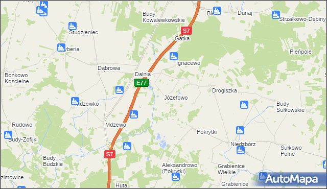 mapa Józefowo gmina Strzegowo, Józefowo gmina Strzegowo na mapie Targeo