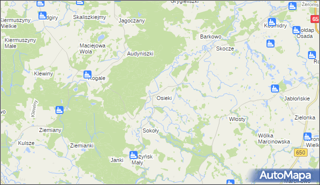 mapa Juchnajcie, Juchnajcie na mapie Targeo