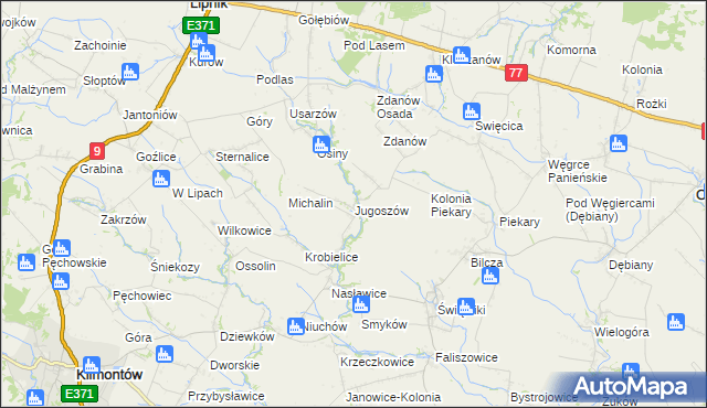 mapa Jugoszów, Jugoszów na mapie Targeo