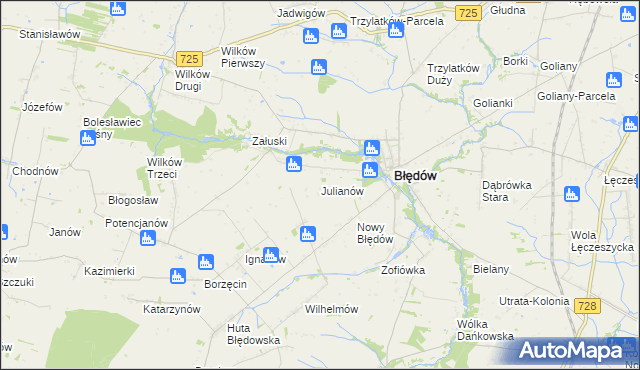 mapa Julianów gmina Błędów, Julianów gmina Błędów na mapie Targeo