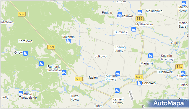 mapa Julkowo, Julkowo na mapie Targeo