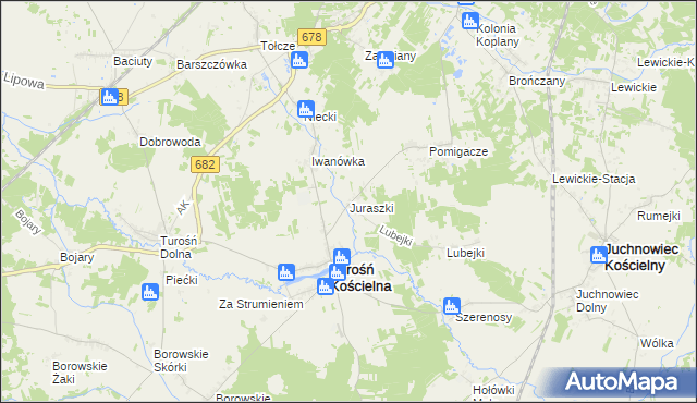 mapa Juraszki, Juraszki na mapie Targeo