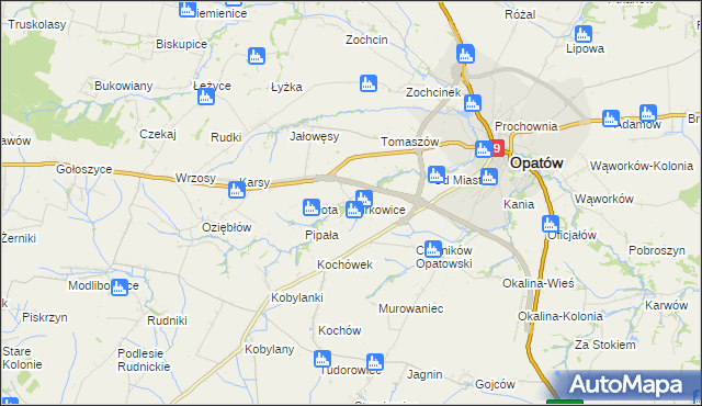 mapa Jurkowice gmina Opatów, Jurkowice gmina Opatów na mapie Targeo