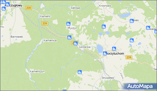 mapa Jutrzenka gmina Borzytuchom, Jutrzenka gmina Borzytuchom na mapie Targeo