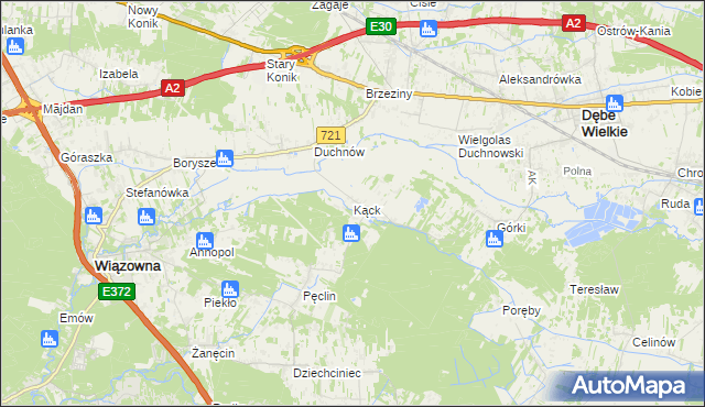 mapa Kąck, Kąck na mapie Targeo