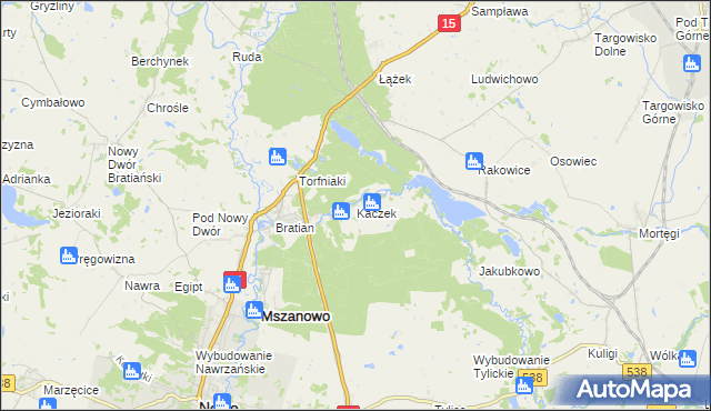 mapa Kaczek, Kaczek na mapie Targeo