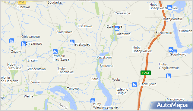 mapa Kaczkowo gmina Żnin, Kaczkowo gmina Żnin na mapie Targeo