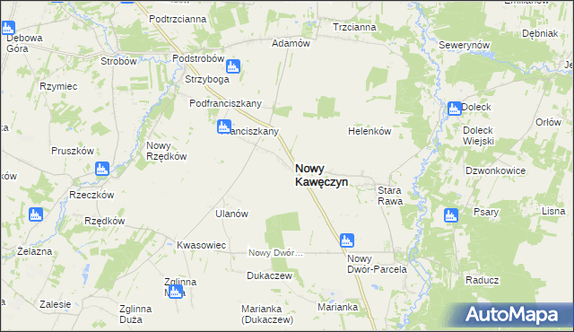 mapa Kaczorów gmina Nowy Kawęczyn, Kaczorów gmina Nowy Kawęczyn na mapie Targeo