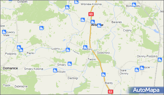 mapa Kaczory gmina Wiśniew, Kaczory gmina Wiśniew na mapie Targeo