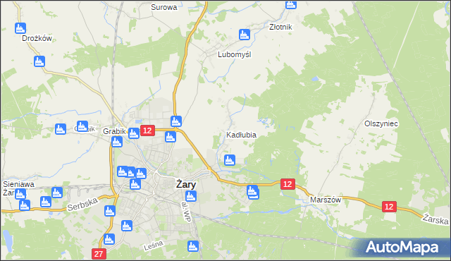 mapa Kadłubia, Kadłubia na mapie Targeo