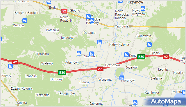 mapa Kałek gmina Krzymów, Kałek gmina Krzymów na mapie Targeo