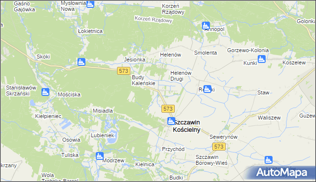 mapa Kaleń gmina Szczawin Kościelny, Kaleń gmina Szczawin Kościelny na mapie Targeo