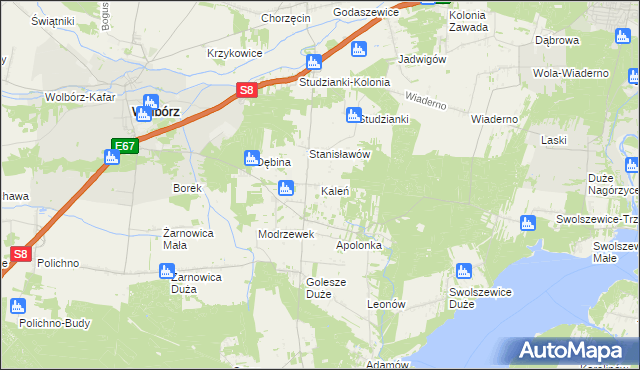 mapa Kaleń gmina Wolbórz, Kaleń gmina Wolbórz na mapie Targeo