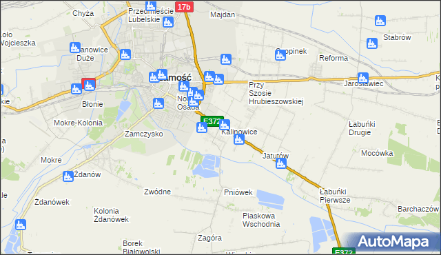 mapa Kalinowice gmina Zamość, Kalinowice gmina Zamość na mapie Targeo