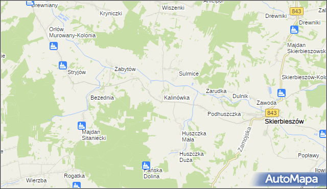 mapa Kalinówka gmina Skierbieszów, Kalinówka gmina Skierbieszów na mapie Targeo