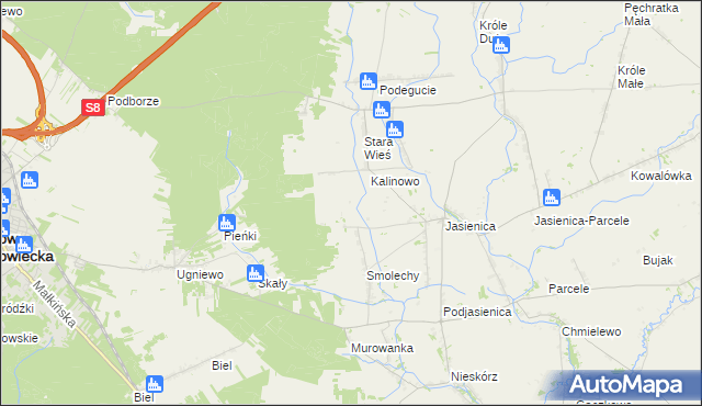 mapa Kalinowo-Parcele, Kalinowo-Parcele na mapie Targeo